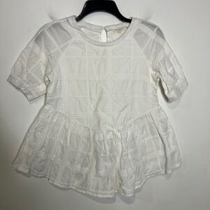 Bohme white eyelet peplum blouse women's size small 100% cotton business casual